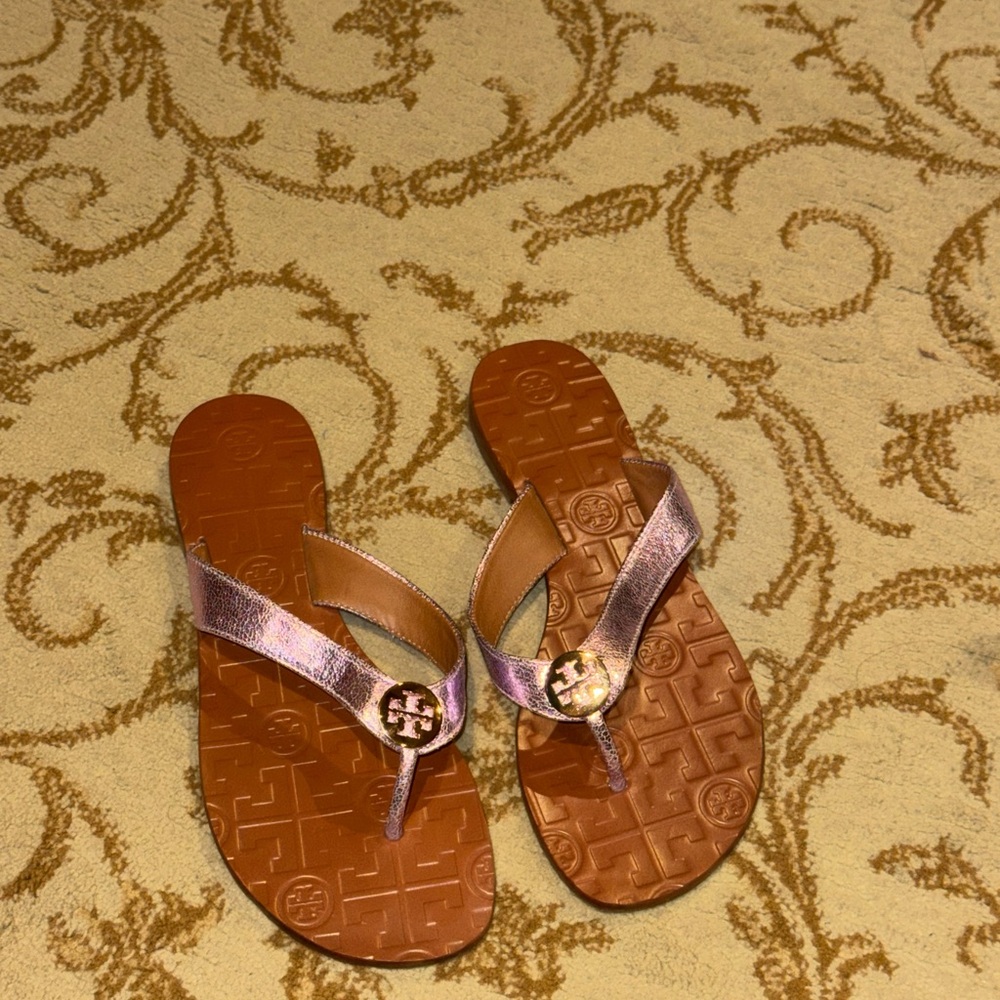 Tory Burch Pink Metallic Thong Sandals
